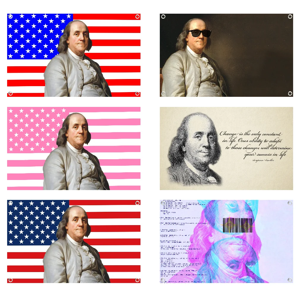 Benjamin Franklin Flag Indoor Outdoor Decorative Wall Art Decor Corporate Flag Printing Tapestry Banner