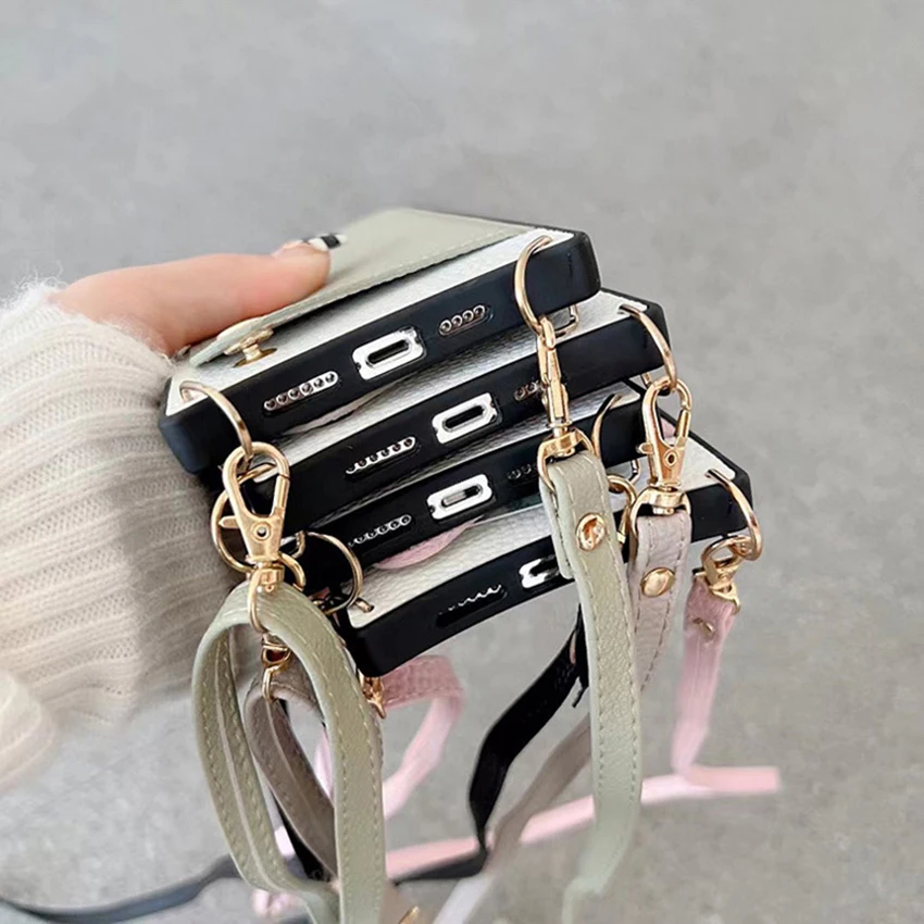 إدراج بطاقة Crossbody جراب هاتف آيفون 16 15 14 13 برو 12 11 ماكس زائد 16 برو الحبل 7 جراب هاتف ذيل السمكة نموذج 15Pro غطاء