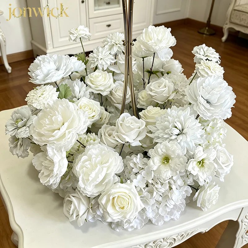 Gelb/Weiß/Rosa/Grün 30-60CM Maßgefertigte Künstliche Blumen Hochzeitsdekoration Tischdekoration Kranz Blumenarrangements Party-Requisiten – Detail 8