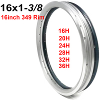 1PC High Quality 16x1-3/8 CNC Small Wheel Bike Rim 16/20/24/28/32/36 Holes Black Silver 349 Rims For Bicycle Can Customized