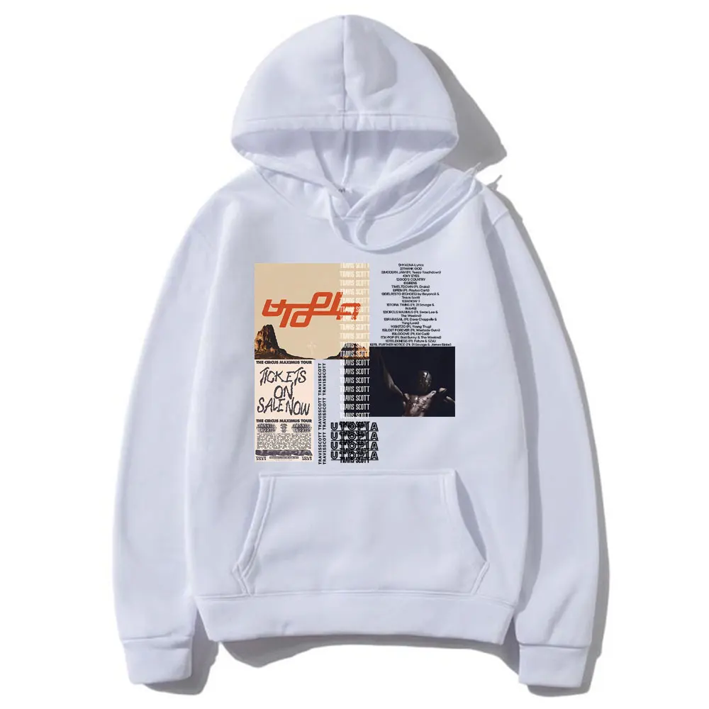 Cactus Jack Utopia Graphic Print Hoodie Men Hip Hop Fashion Long Sleeve Sweatshirt Men's Casual Fleece Cotton Oversized Hoodies