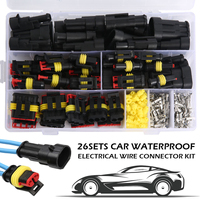 352pcs IP68 Waterproof Car Electrical Wire Connector 1/2/3/4 Hole Terminals Plug Kit Male&Female Pin Small Plug Water Resistant