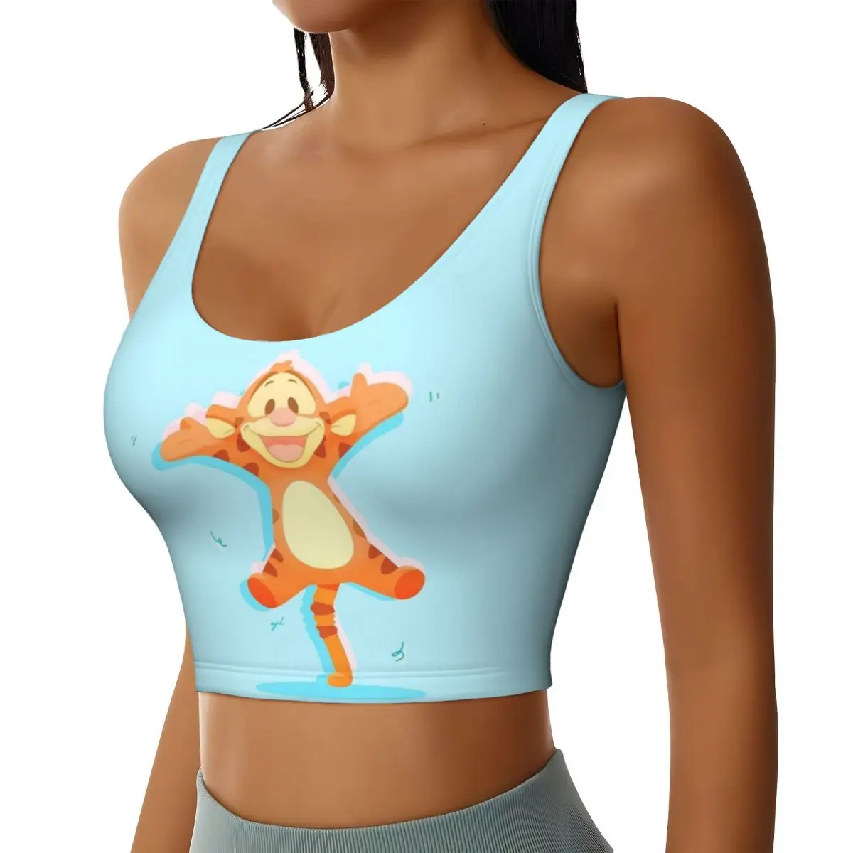 Custom The Tigger Movie Kawaii Workout Crop Tank Tops Women's Seamless Running Yoga Sports Bras