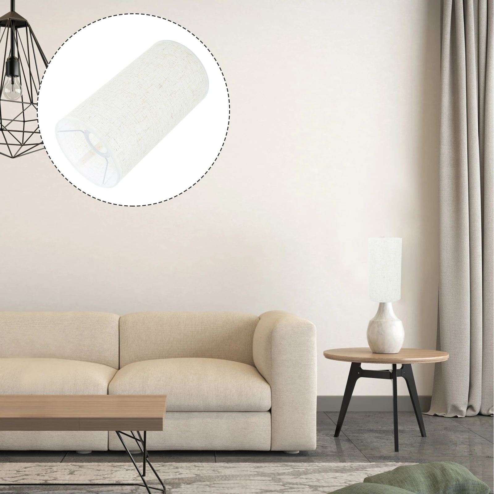 

1pc Round Linen Lampshade 14-26cm White Table Shades Modern Decorative Bedroom Living Practical Iron Cloth Lightweight Easy