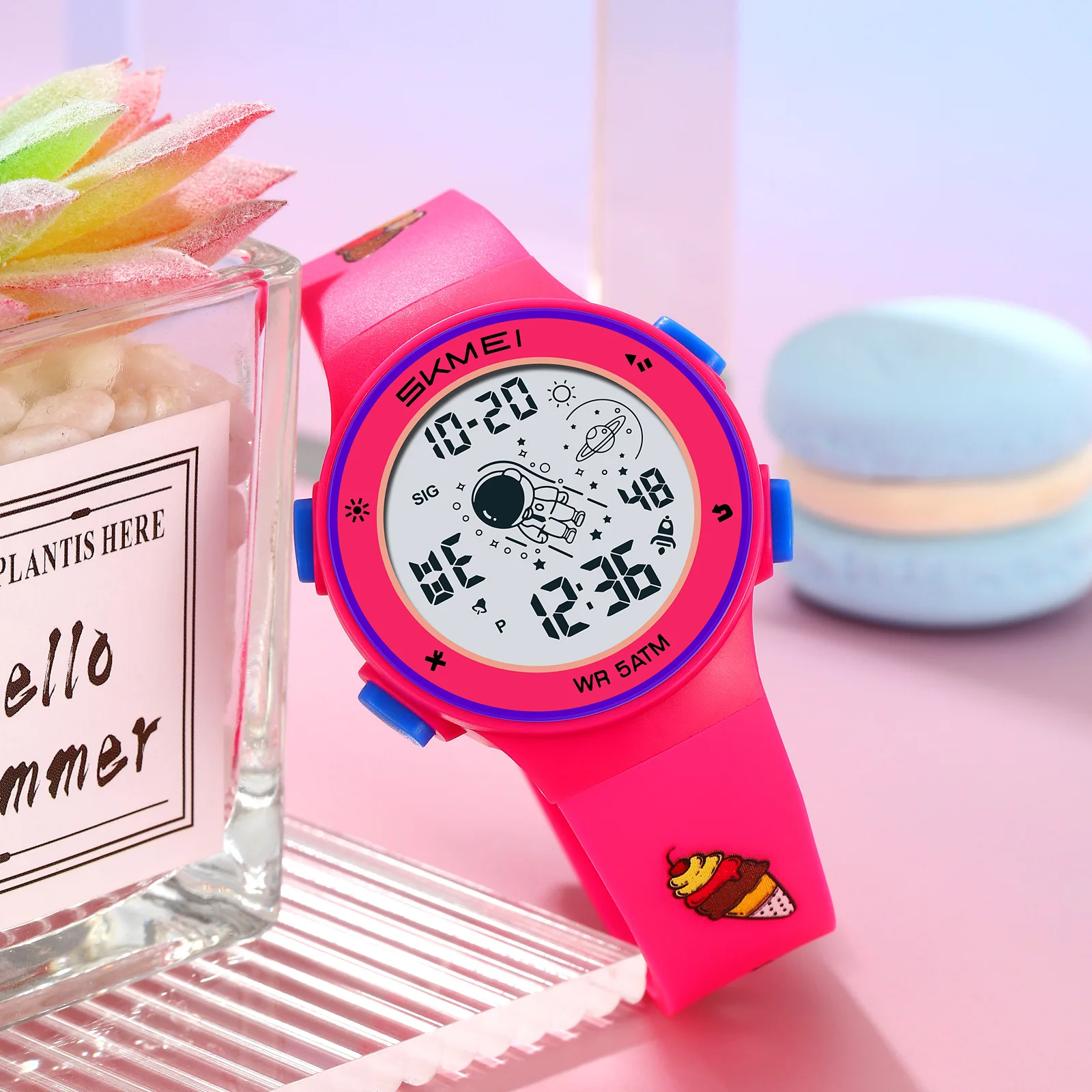 Skmei 2267 Light Waterproof Children Boy Girl Sports Wristwatch with Alarm Clock Kids Digital Watches Fashion TPU Strap Colorful