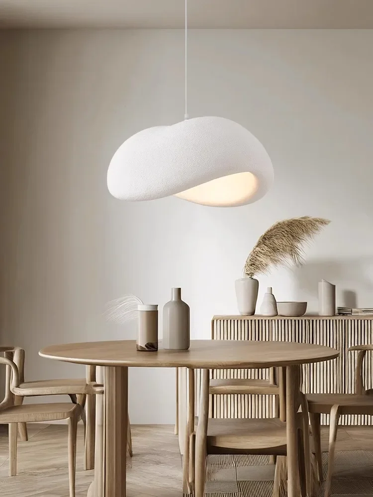 Nordic Wabi Sabi White Pendant Lights Bedroom Living Dining Room Loft Chandelier Lighting Decoration