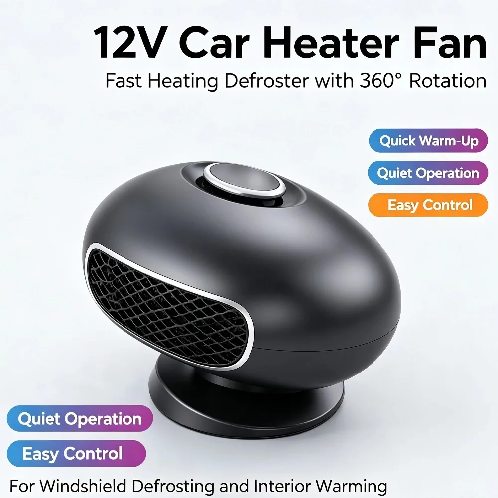 12v/24v Car Heater Heating Cooling Dual-purpose Low Power 360°rotation Defrost Defogger Fast Heating Foldable Stand 2026