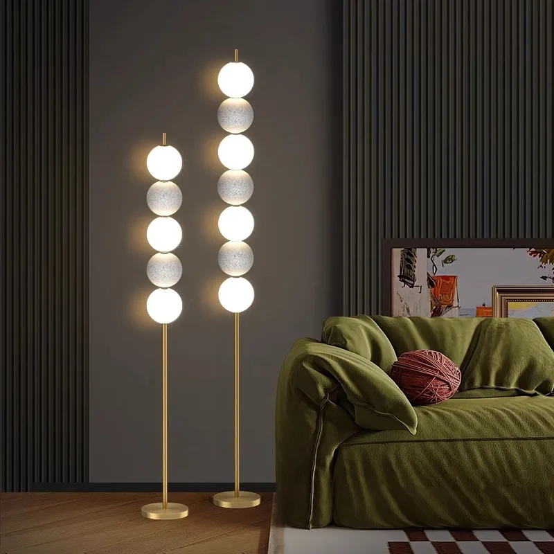 Home Upgrading Multiple Balls Floor Lamp Solid Brass Standing Light for Living Room Bedside Decoration Standard Lamps Simple