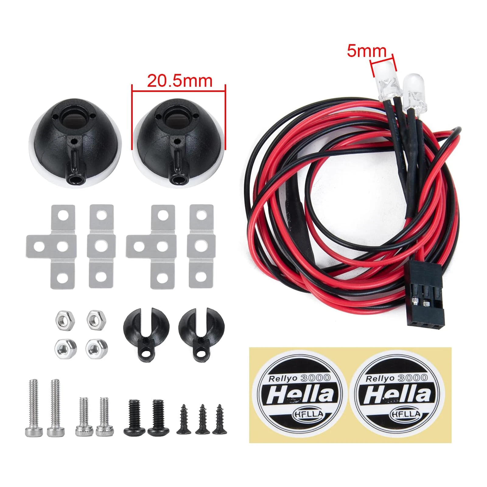 2 stuks Ronde Koplamp Spotlight voor 1: 10 RC Trx4 TRX6 SCX10 90046 RC Auto