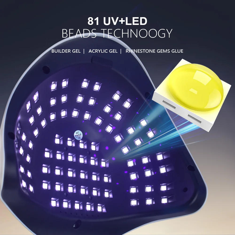 Lâmpada uv led para unhas, 380w, para unhas de gel, secador de cura rápida com 81 leds, 4 temporizadores, luz uv profissional para casa, salão de beleza, ferramentas de arte de unhas