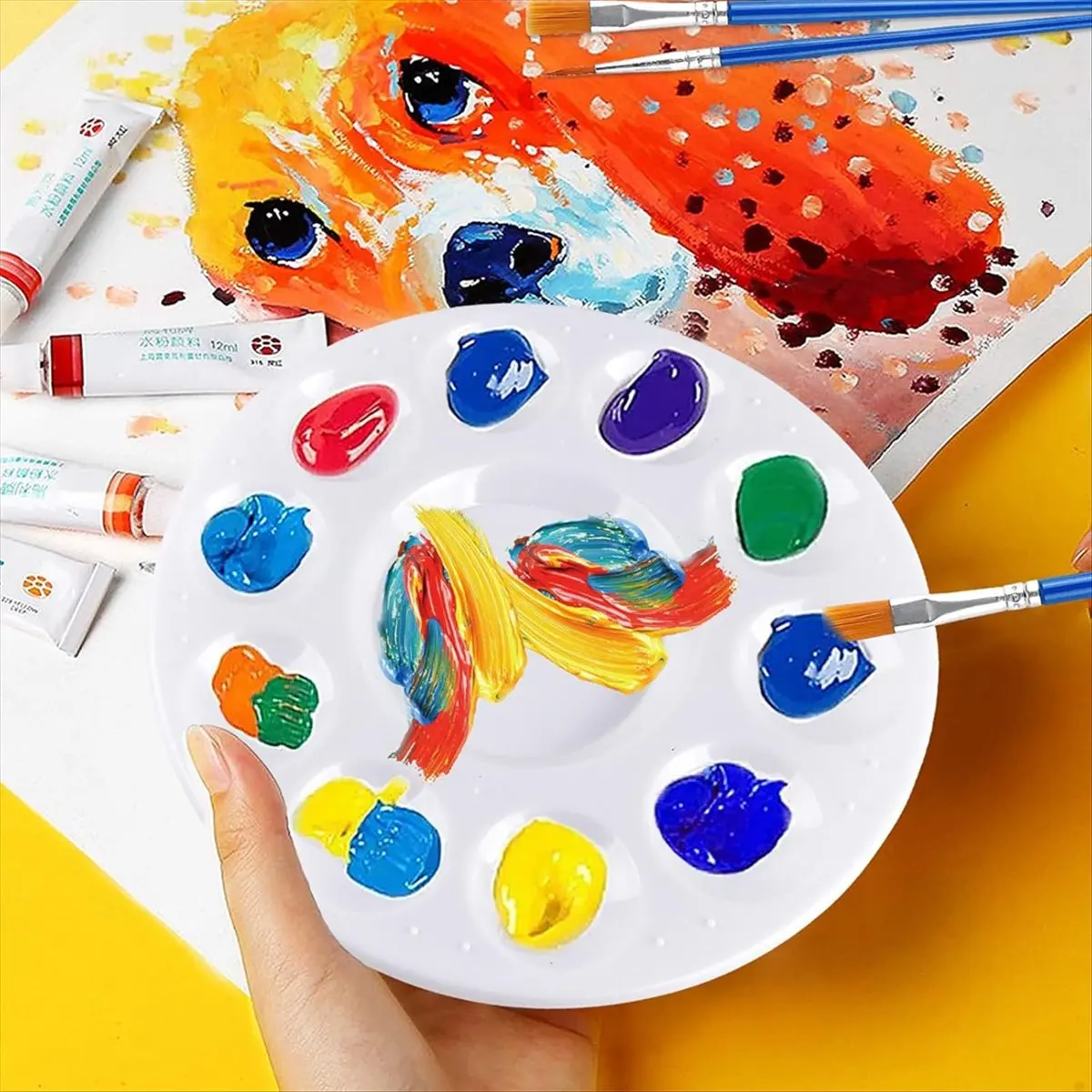 

Новый набор кистей для рисования, 150 шт., пластиковая палитра красок, 50 шт., 100 кистей для рисования, лоток для акварельной живописи