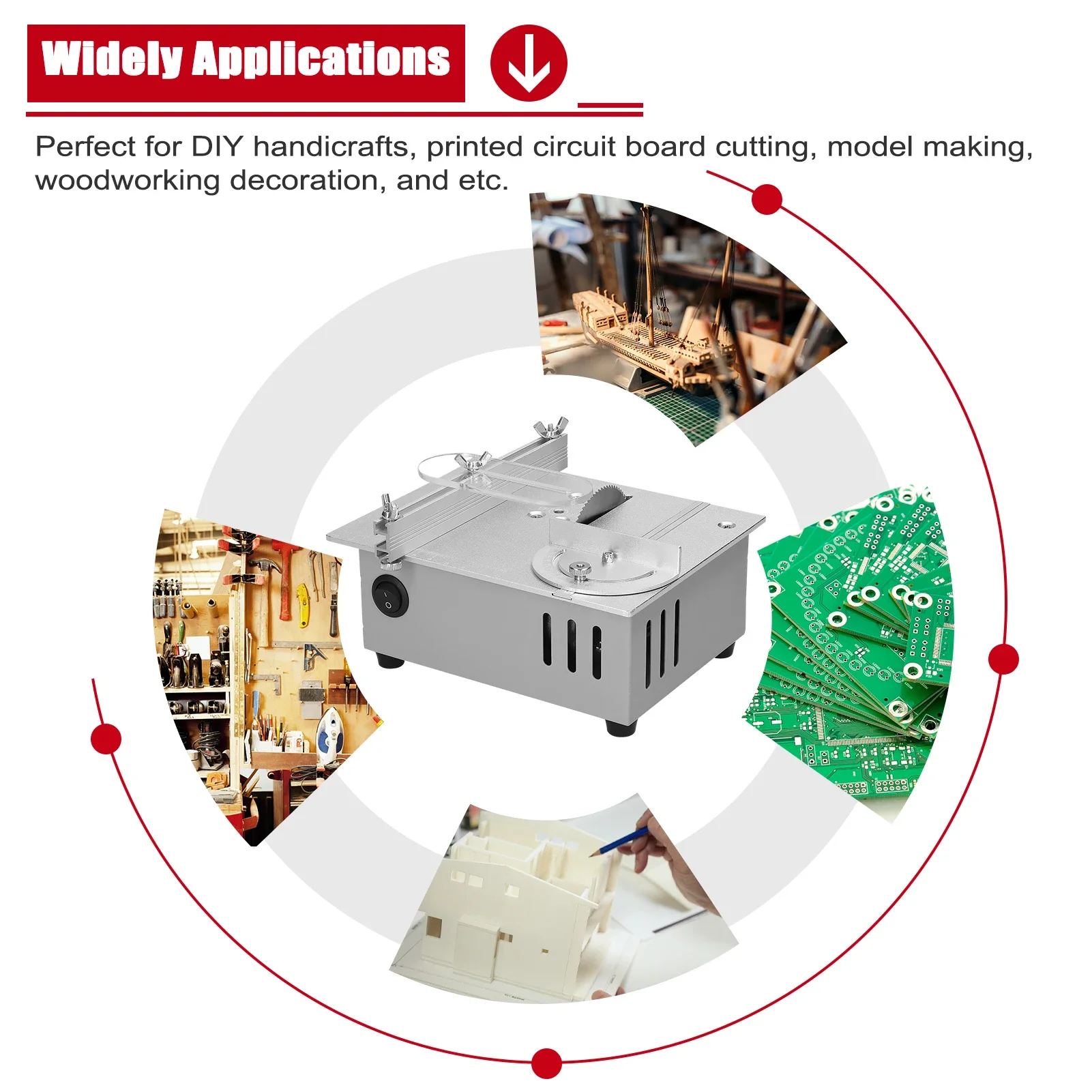 Imagem -05 - Multifunções Desktop Electric Saw Desktop Serras Household Tabela Sawblade Faça Você Mesmo Sawblade Altura Ajustável Woodworking Máquina de Corte 96w