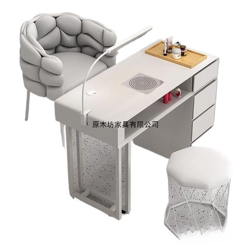 Multifunctional manicure table, cream style manicure table and chair set, economical single and double manicure table