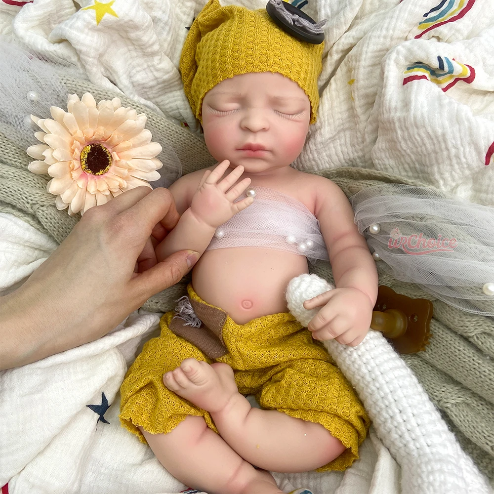 Boneca renascida de silicone de boca aberta macia completa acolhedora 44cm Modelo de arte do bebê artesanal Textura realista para design artístico