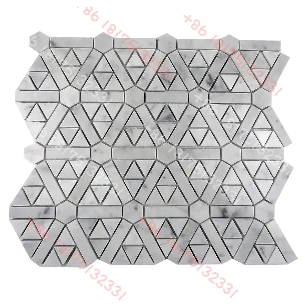 

Carara Marble White Mosaic Hexagon Patterns Mosaic Interior Floor Tile