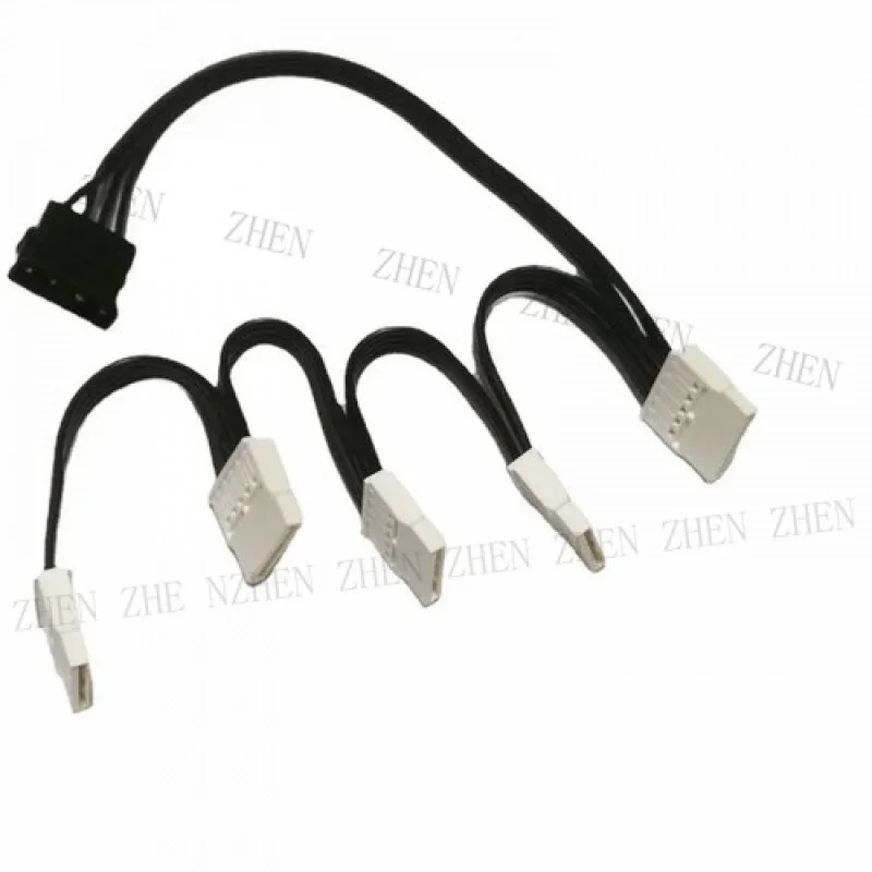 Y Y 4Pin IDE Molex To 5-Port 15Pin SATA HDD Power Socket Cable Cord Lead 18AWG Wire