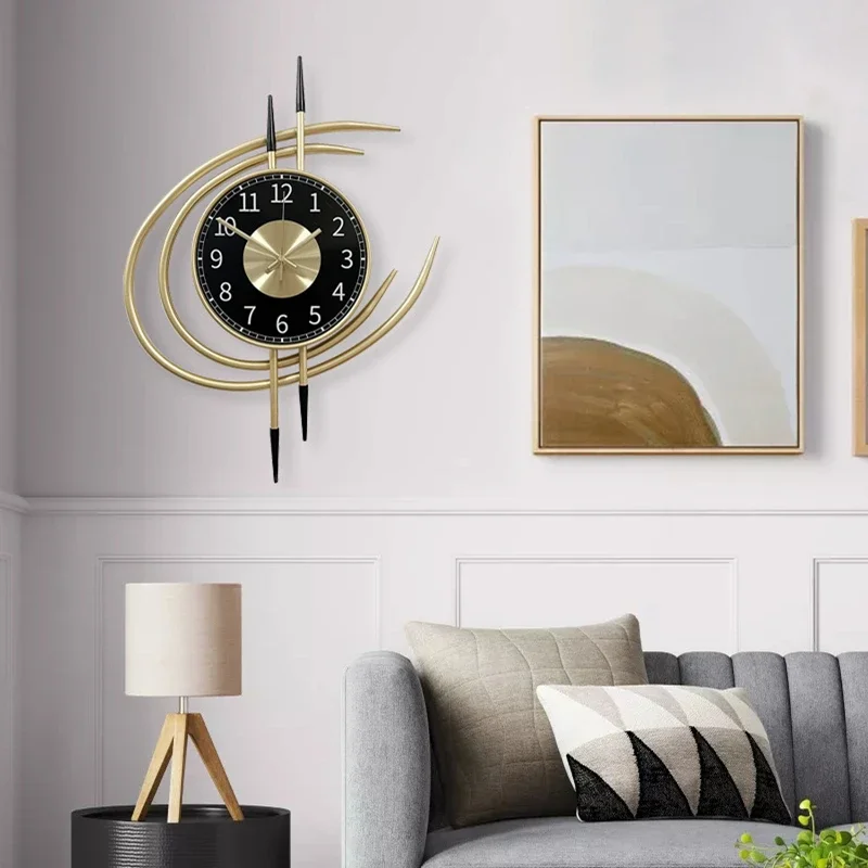 

Modern Simple Wall Clock Creative Nordic Retro Metal Silent Living Room Restaurant Tv background Wall Decororation Hanging Watch