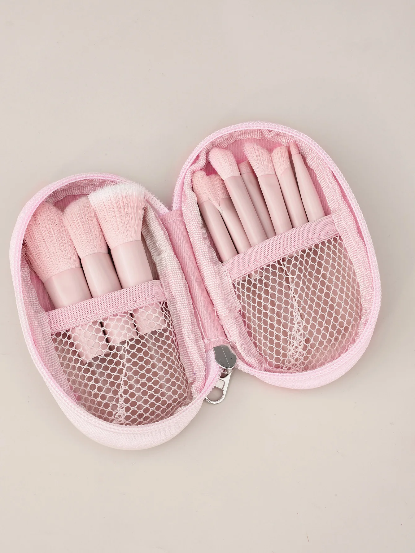 10-teiliges tragbares Make-up-Pinsel-Set für die Reise, Mini-Reise-Make-up-Pinsel-Set, kleiner Lidschatten (Rosa)