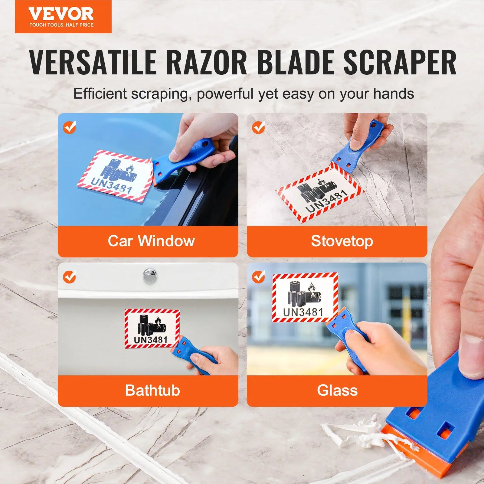 Plastic Razor Blade Scraper 2PCS Scraper Tool 120PCS POM Plastic Blades