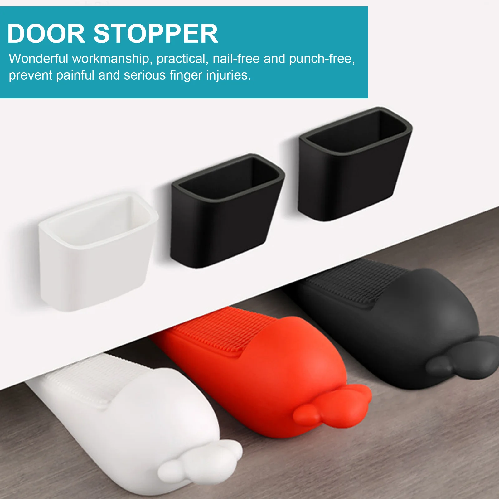 

Premium Door Stopper Anti-Slam Device Household Safety Supplies Black Floor Cabinet Wedge Protector Home Use Non-Slip