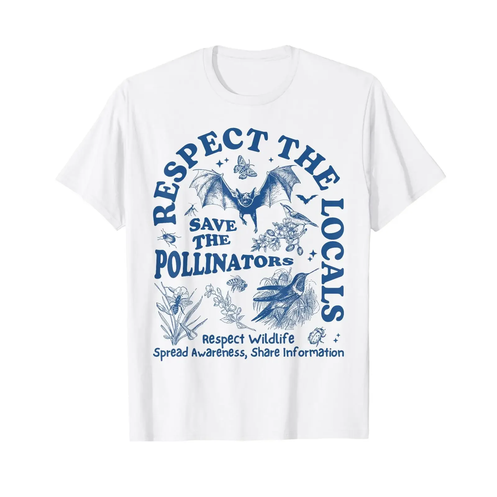 Protect The Pollinators Respect Local T Shirt vintage Washed Soft homme Breathable Top For Everyday Wear Comfortable Unisex