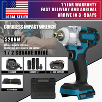 520NM Brushless Cordless Electric Impact Wrench 1/2 inch Power Tools Compatible Makita 18V Battery Wrench with Toolbox Set