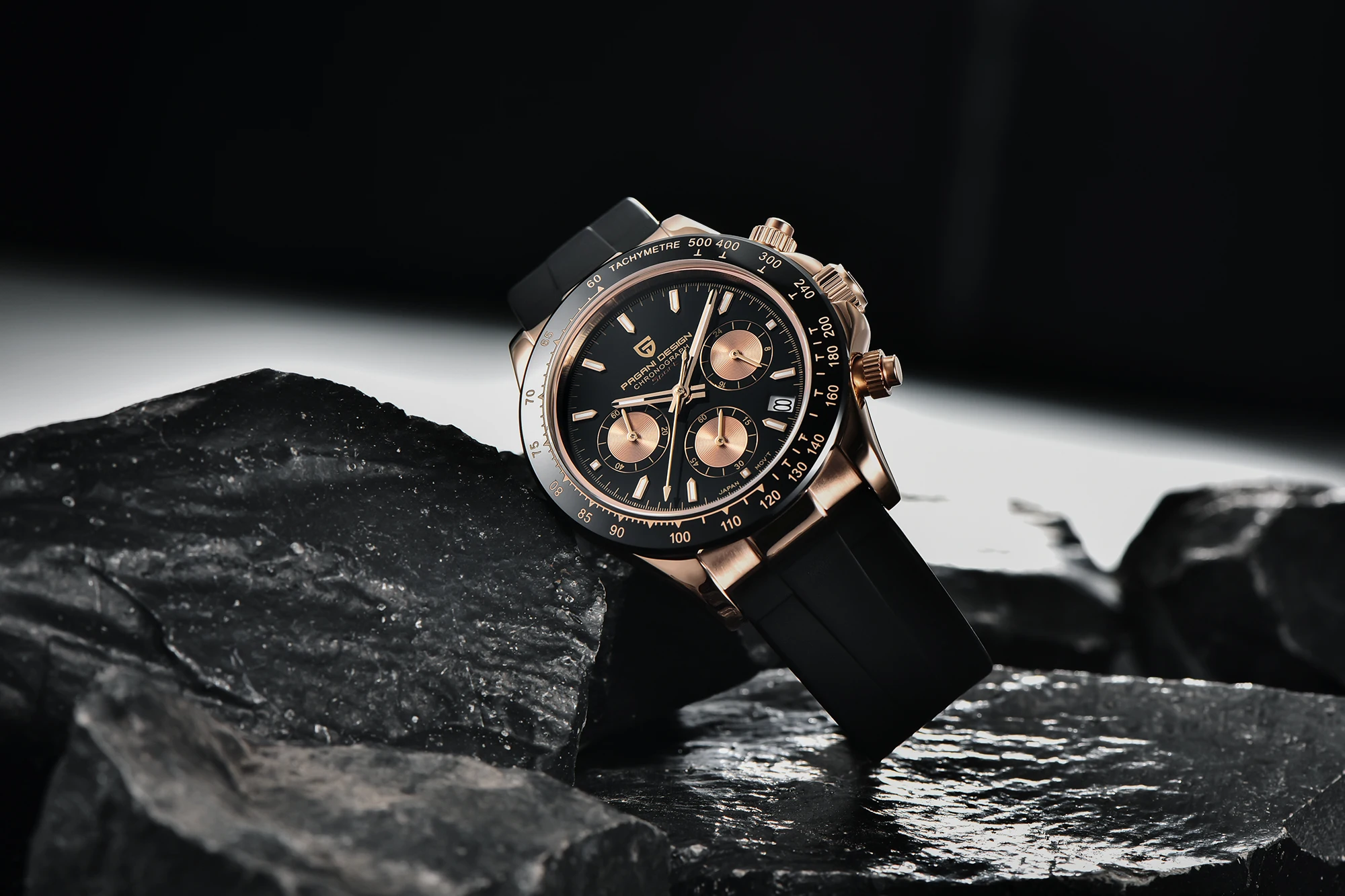 PAGANI DESIGN New Gold Blue Luxury Quartz Watch For Men Gift Box VK63 Movt Chronograph Sapphire Crystal Stainless Steel Watch