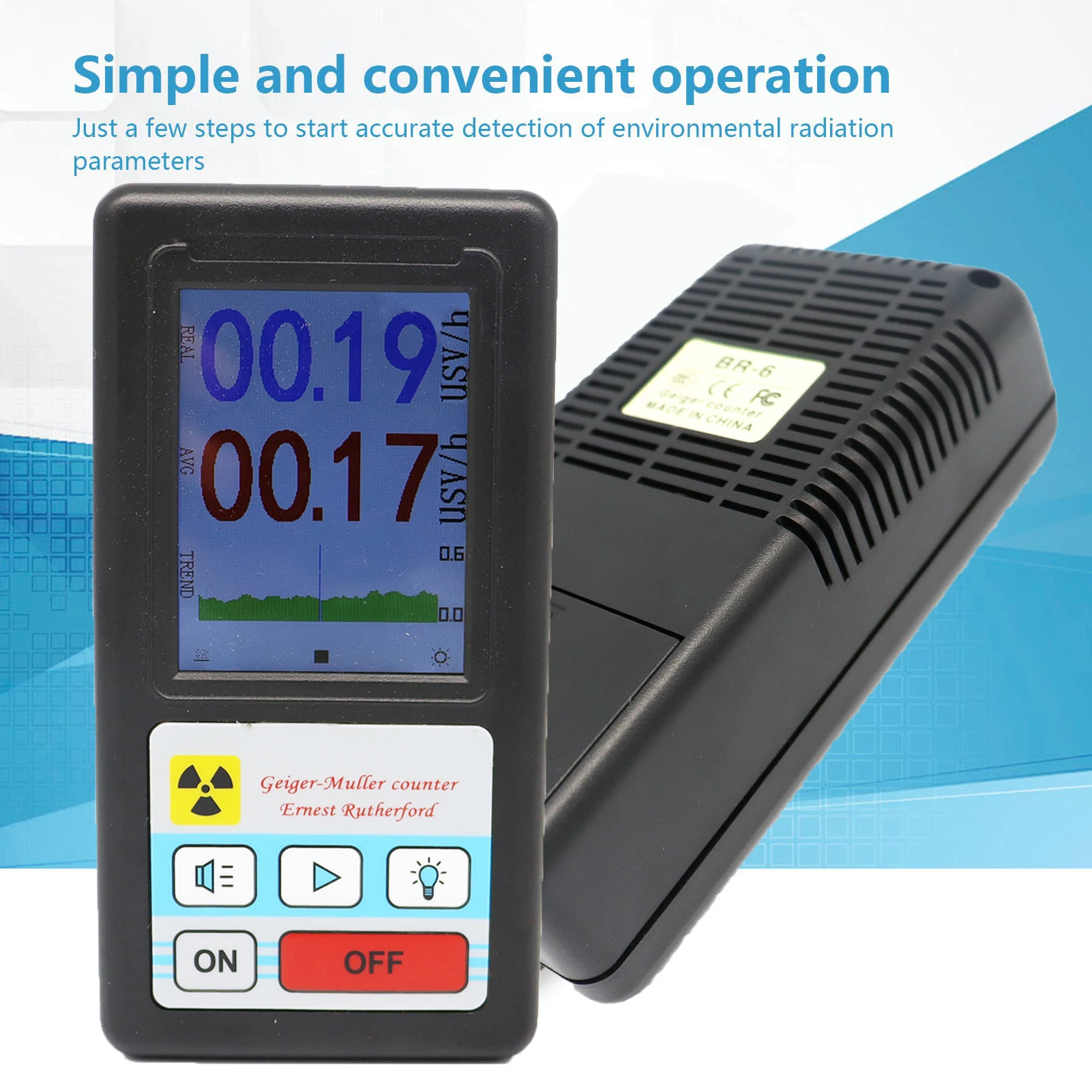 Geiger Counter BR-6 Nuclear Radiation Detector Personal Dosimeter X-ray Beta Gamma Detector LCD Radioactive Tester Marble Tool