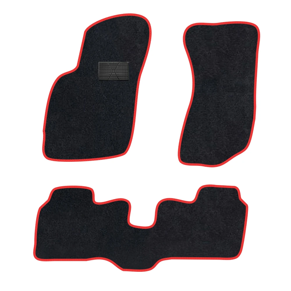 

Car Floor Mat For Audi A8 2019–present D5/4N 5seats Polyester suede Anti Slip black Backing red Binding Trim Edge