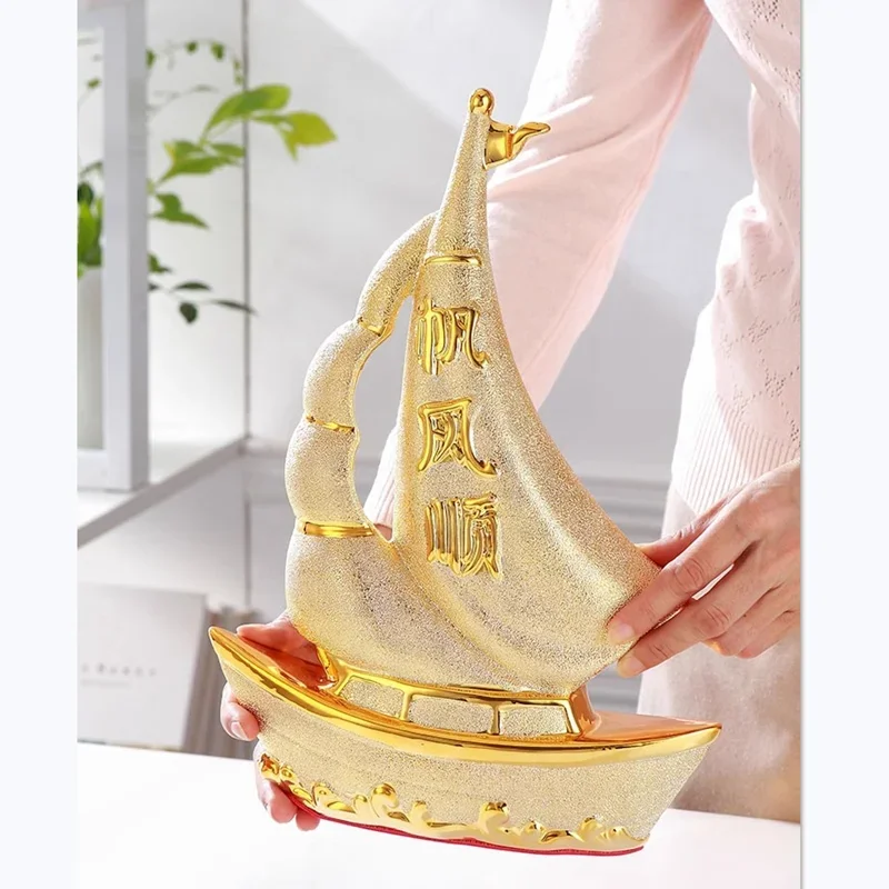 

Home decoration accessories Smooth sailing boat ornament Living room desktop decoration Store opening gifts Ceramic crafts