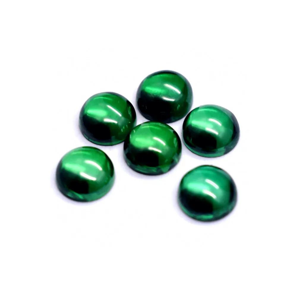 Emerald Round Cabochon Smooth Polished Surface Round Vivid Green Emerald Cabochon Flat Back ER065 - Image 4