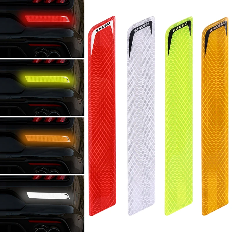 

2pcs Car Styling Warning Reflective Strip Bumper Strips Decorative Car Stickers Safety Warning Universal Reflective Car Stickers