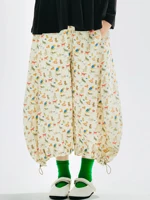 imakokoni 2025 Autumn Cute pure cotton washed cropped pants loose wide-leg with elastic waist255135 - Image 3