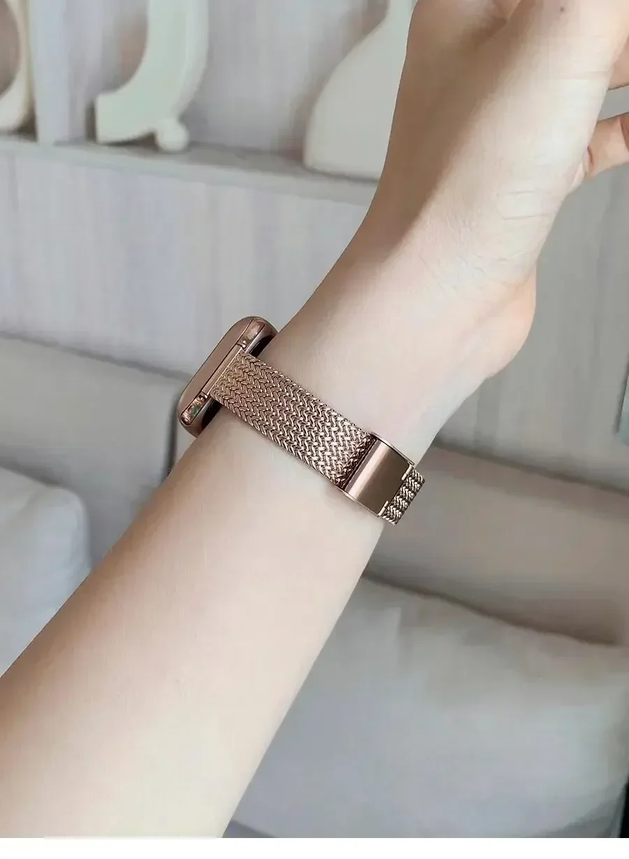 سوار معدني نحيف لساعة أبل Ultra49mm 40 41 44 45 38 42 46mm حزام ميلانيزي من الفولاذ المقاوم للصدأ لساعة iWatch10 9 8 7 6 SE