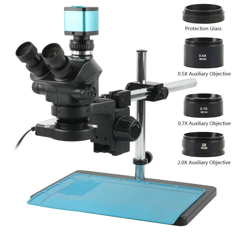 3.5X 7X-50X 100X Simul Focal Stereo Trinocular Microscope 48MP 55MP 4K HDMI USB Camera 0.5X CTV For Digital Image Acquisition