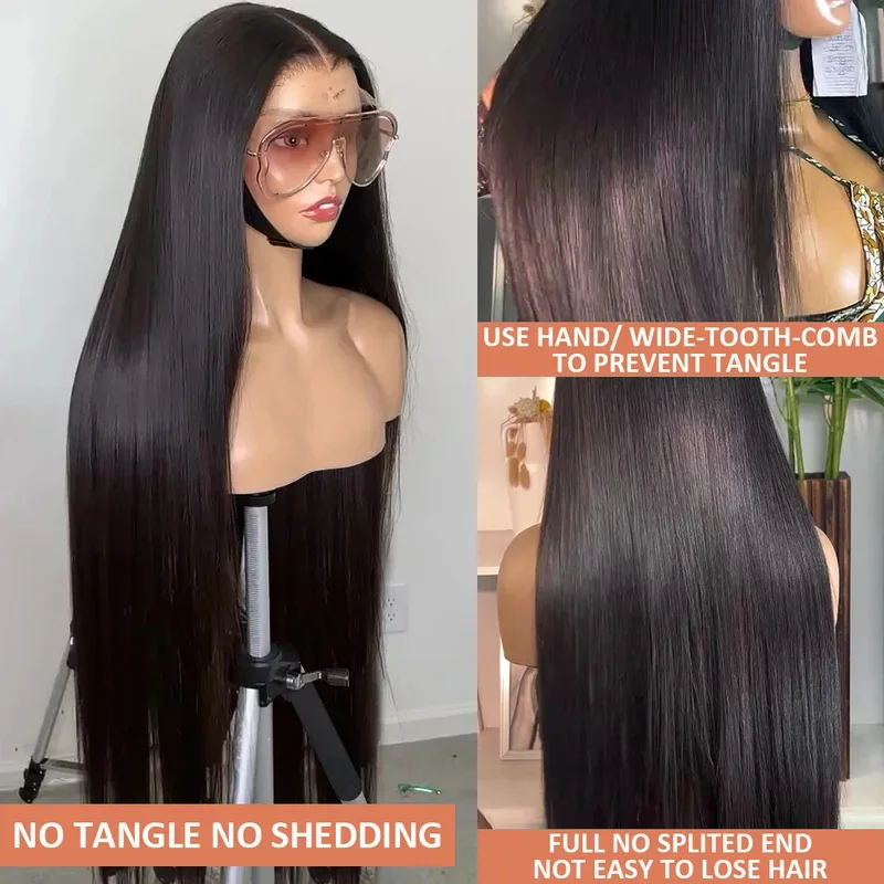 30 38 Inch Bone Straight Transparent 13x6 Lace Frontal Human Hair Wigs 250 Density Brazilian Remy 13x4 Lace Front Wig For Women