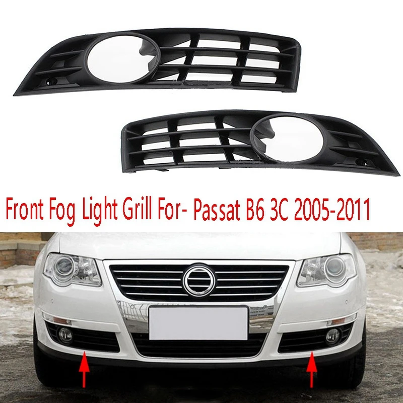 Frente do carro Grill Mesh, esquerda e direita Honeycomb Grille, Fog Light Lamp Cover para Passat B6 3C 2006-2011, Auto, 1 par