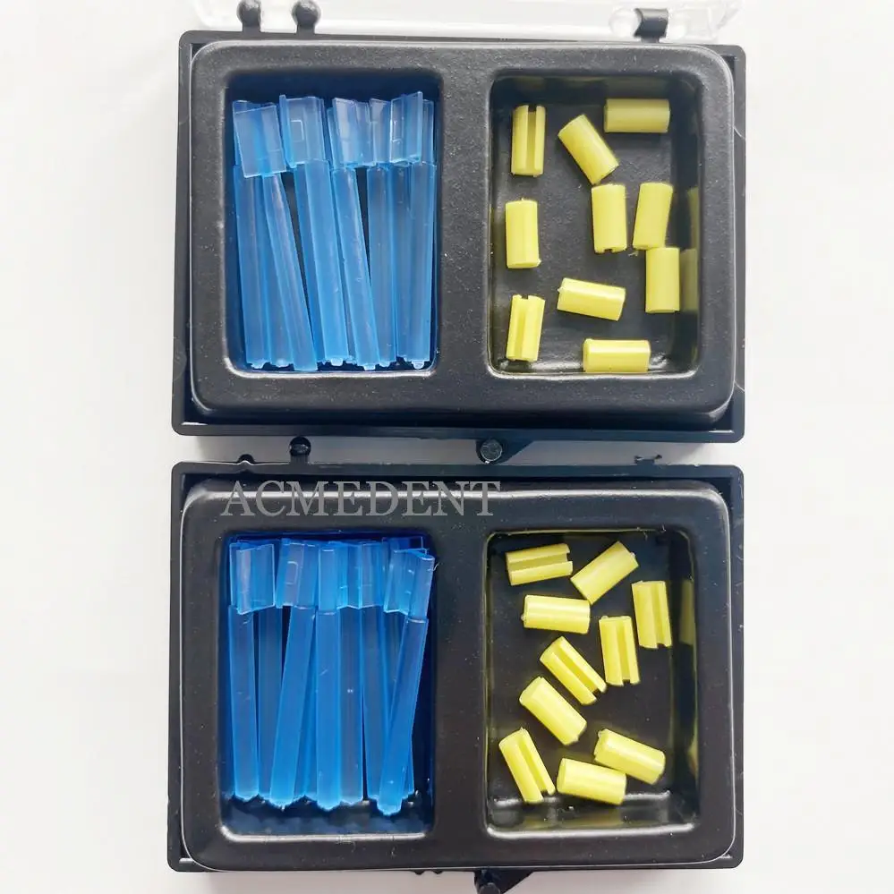 20Kits Dental Blue Bar Yellow Clips Bolt Inserts Overdenture Attachment Implant