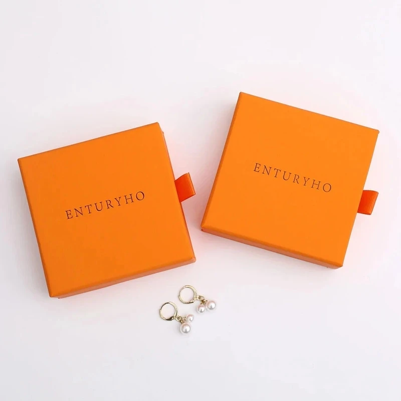 

50pc orange 9*9*3.2cm custom jewelry box jewelry box with logo custom shop bag with logo jewelry package box jewelry package box