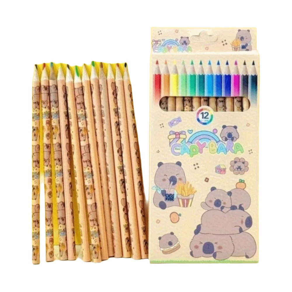 

New 12 Colors Capybara Colored Pencils Sketching Drawing Art Supplies Colour Pencil Cartoon Wooden Coloring Pencil School Office
