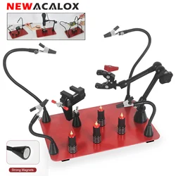 NEWACALOX-Support de carte de circuit imprimé pour station de soudage, mains secourables magnétiques, odorà air chaud, troisième main, 360 °