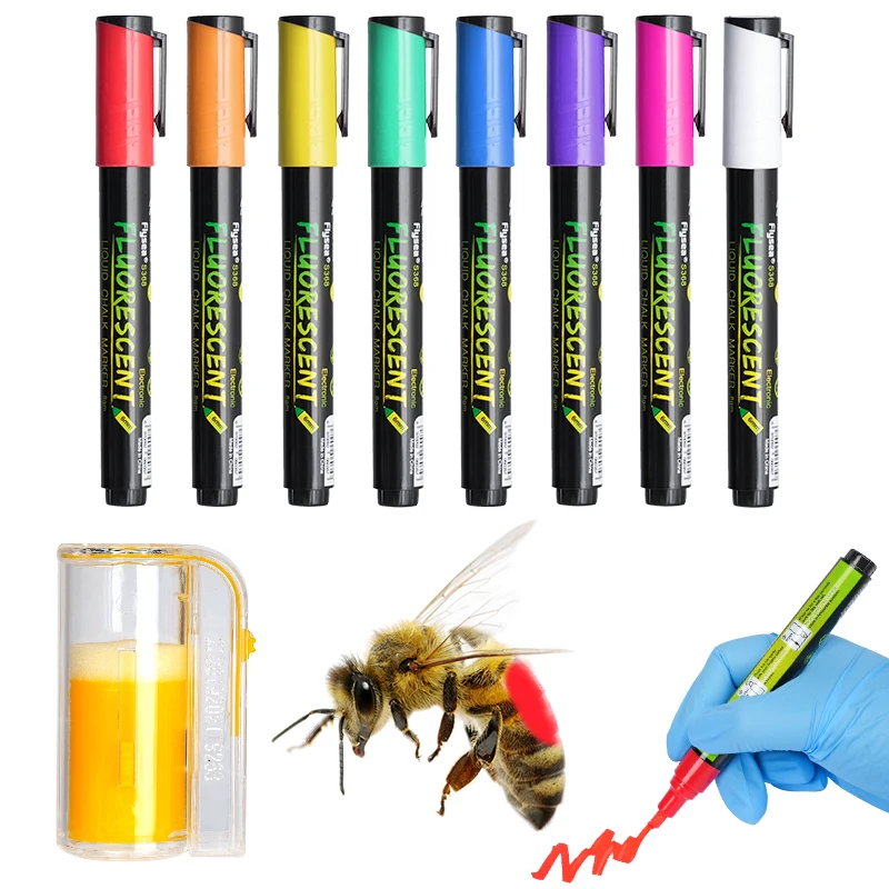 8 Colors Beekeeping Marker Pen with Marker Bottle Bee Queen Catcher Not Fade Bee Identification Marking Tool Beekeeper Equipment