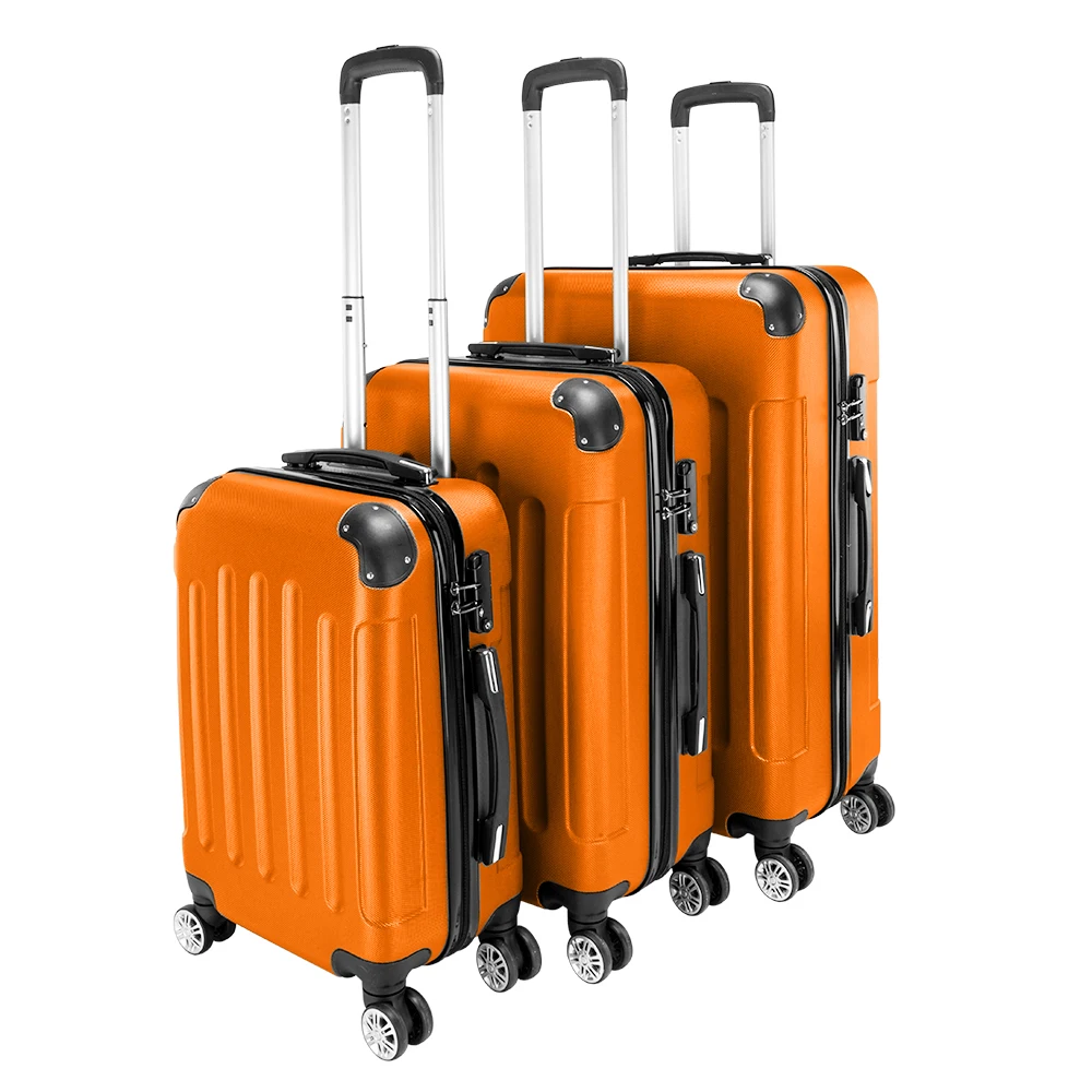 3-in-1 Luggage with Handle and Universal Wheels 4-Corner Aluminum Alloy Pull Rod ABS Trolley Case 20in 24in 28in Orange