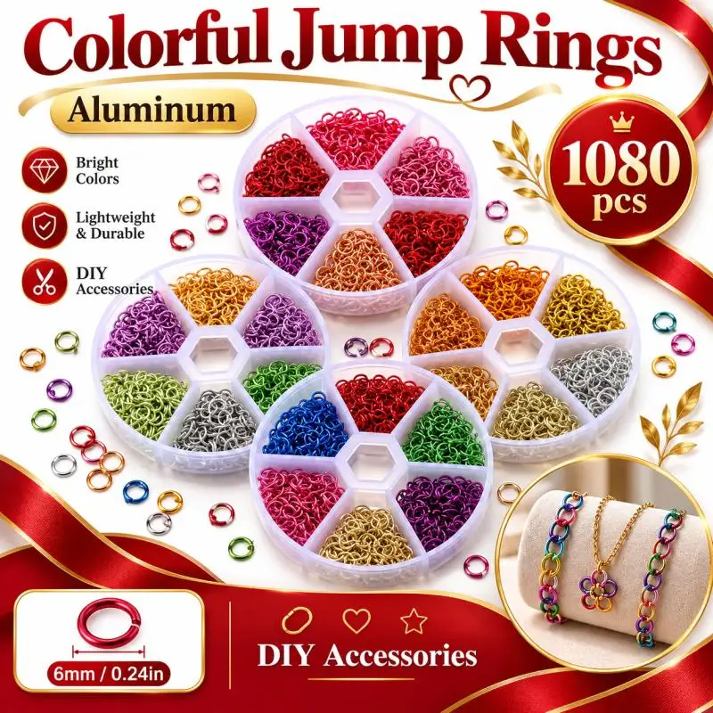 1/2box Colorful Aluminum Open Jump Rings Split Rings Connector Set for DIY Jewelry Necklace Bracelet Making