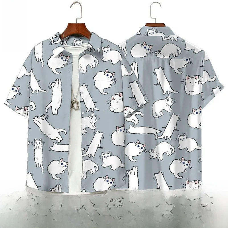 

Summer Floral Print Short Sleeve Loose Fit Patterned Casual Shirt for Men Spring Trendy Loose Style Couple Top
