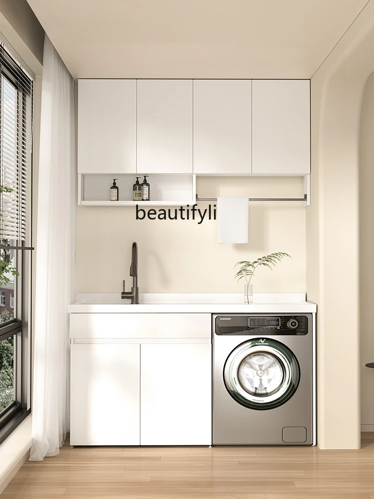 

Aluminum Honeycomb Aluminum Balcony Washing Machine Cabinet Combination Washboard Laundry Tub Basin Tank All-in-One Cabinet