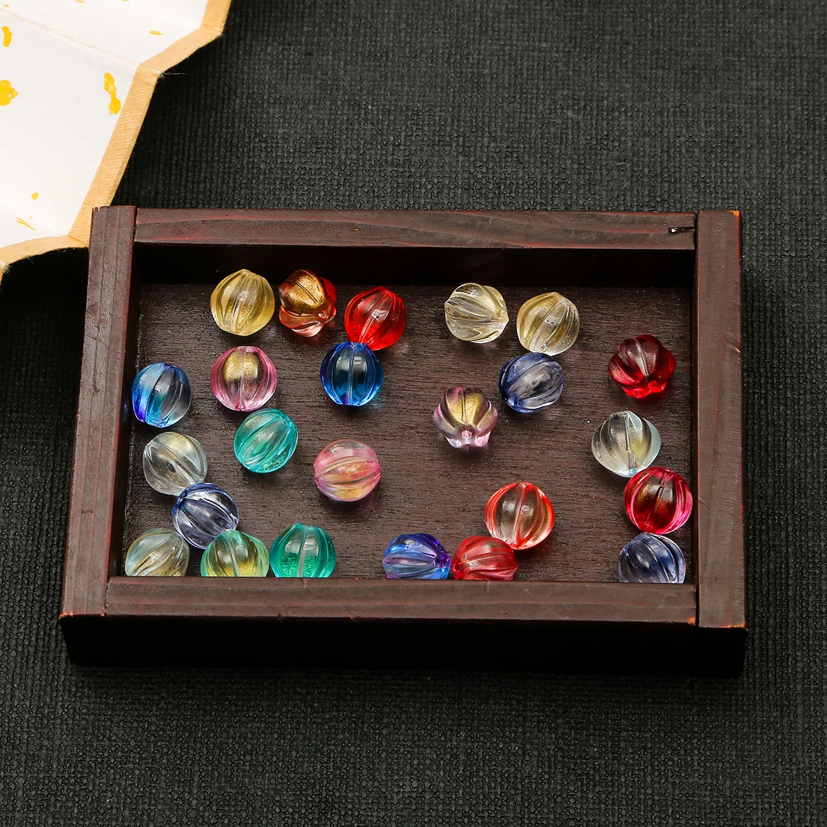 

10pcs Pumpkin Shape Beads Glass Beads Loose Spacer Round Beads For Bracelets Necklace Keychain Pendants Jewelry Making