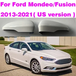 2Pcs Side Wing Mirror Cover For 2013-2018 Ford Fusion Side Rearview Mirror Cover Cap High Quality Bright Black Rear-View Caps