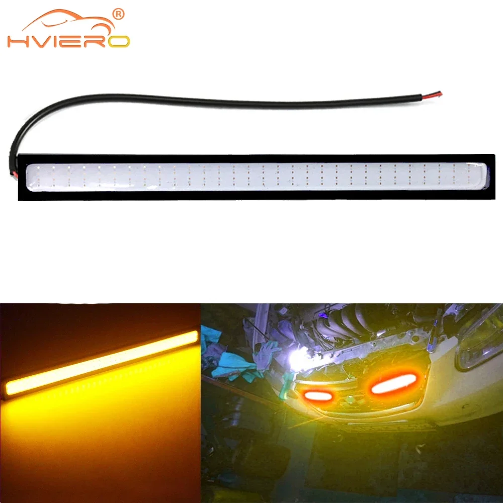 

14cm LED Cars Yellow 12V Row 60Leds Day Bright COB Auto Leds Driving Daytime Running Lamp Fog Waterproof Retrofitting Headlight