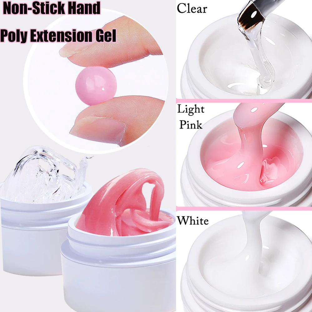 15/5ml Pink/White/Clear Non-Stick Extension Solid Gel 2023's Acrylic Poly Builder Nail Gel 1*Jar DIY Manicure UV Extension Gel &